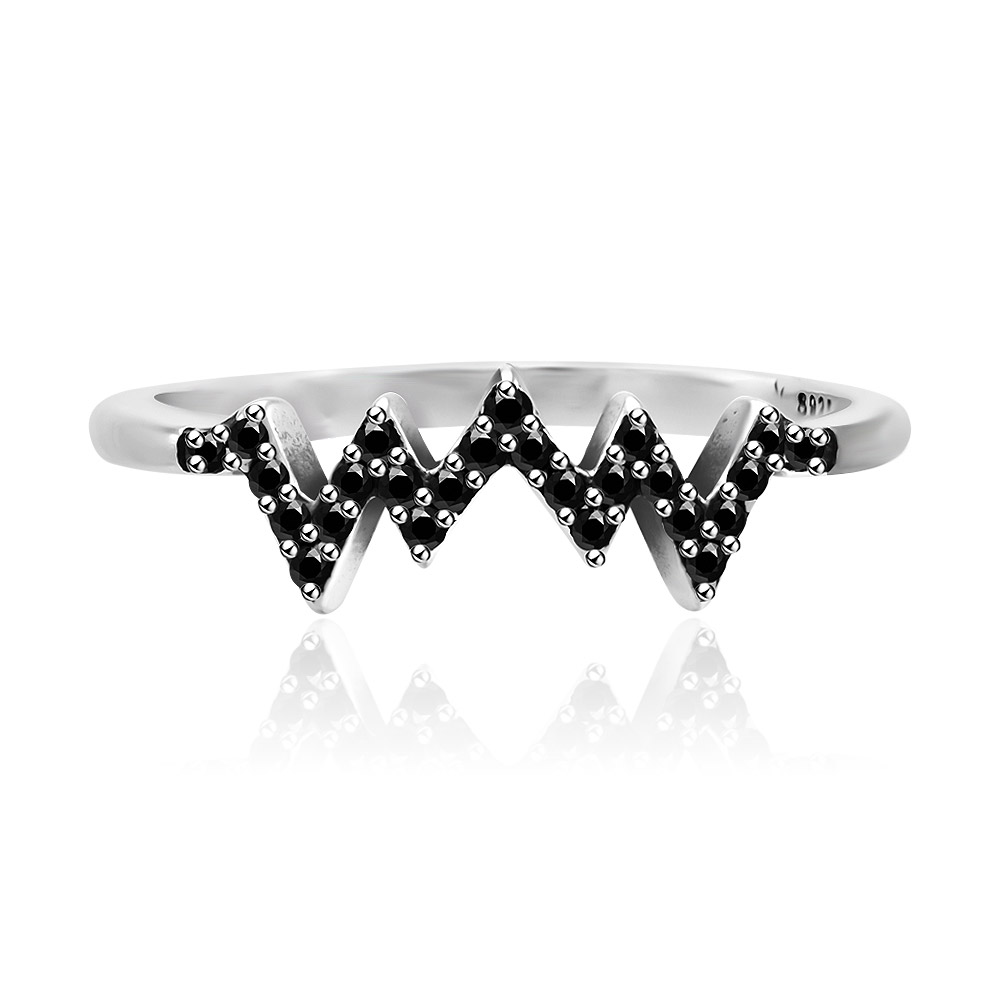 Shimmering Zig Zag Silver Ring